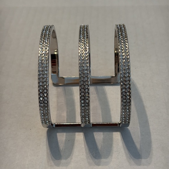 Vince Camuto Silver 3-Row Pave Cuff Bracelet One Size - Picture 5 of 9